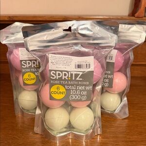 3 six packs of Spritz Rose Tea Bath Bomb Set - Pink and White & green